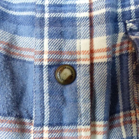 Legendary Whitetails Shirt Mens L Blue Plaid Western Flannel Stockyards Shotgun - Picture 8 of 16